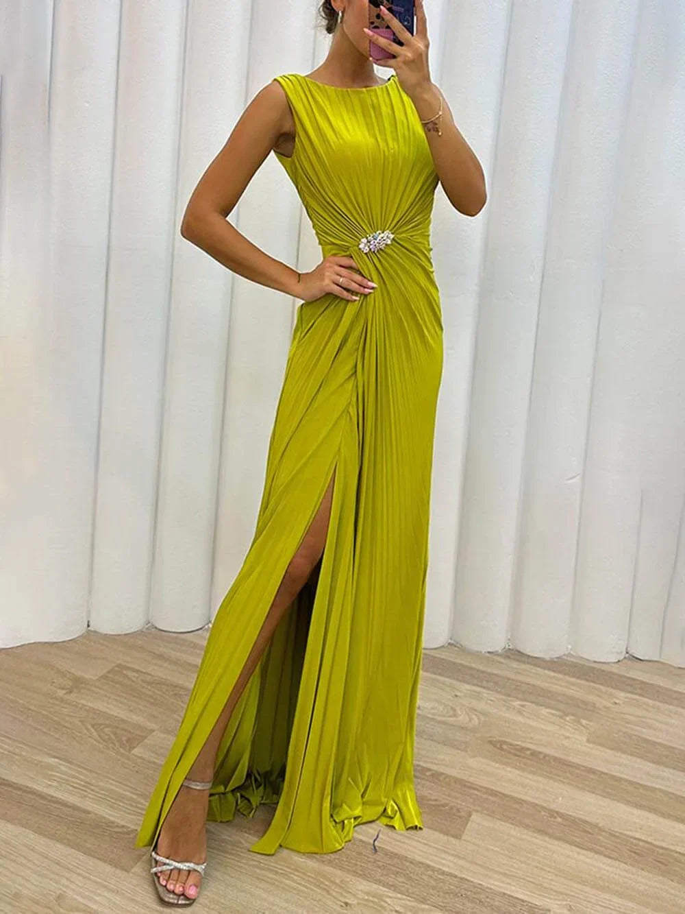 pleated maxi dress wedding guest Henrietta Size/Width:10-B Vacay-page Collection Embellished A Line This strapless maxi is