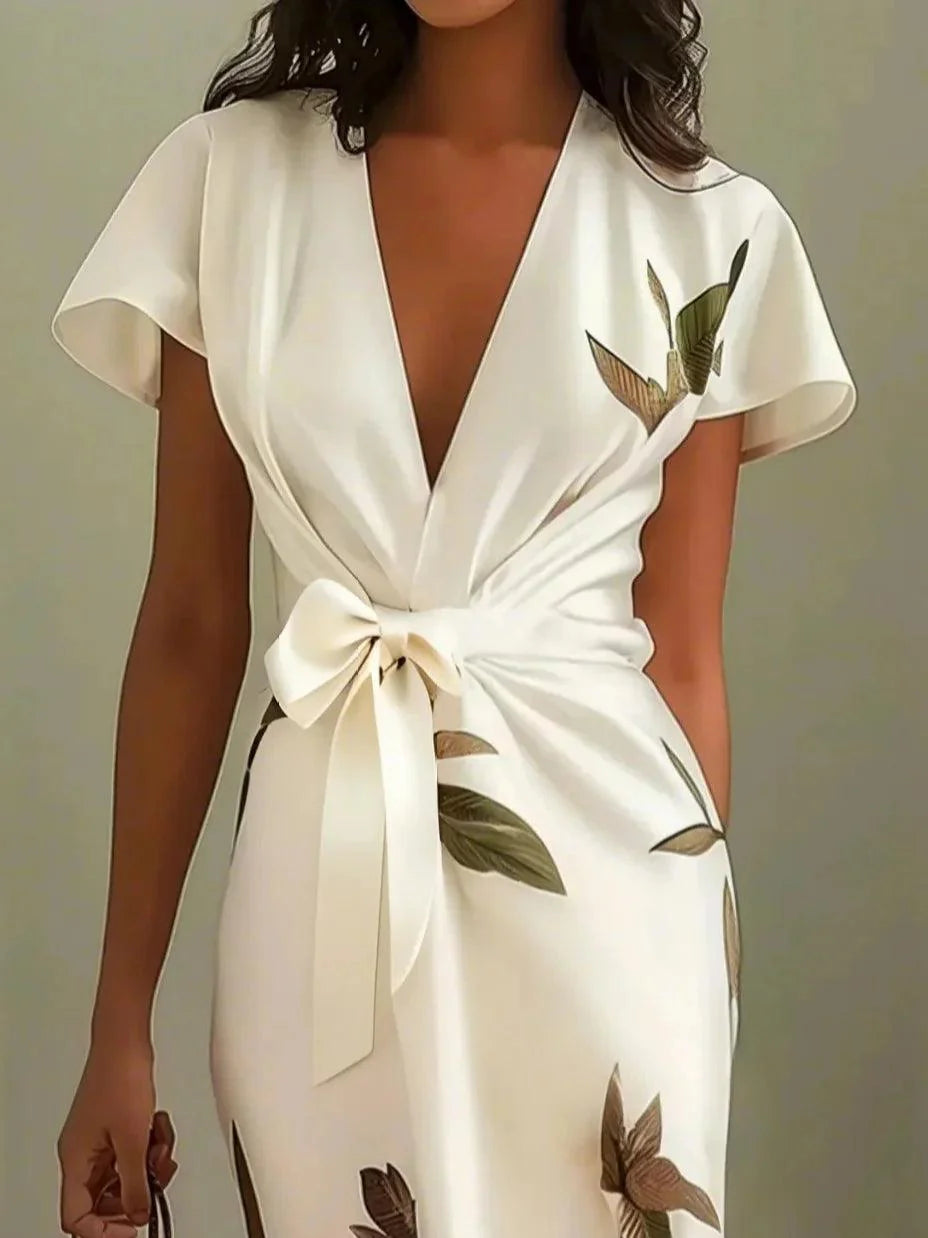 Celeste Satin Wrap Midi Dress