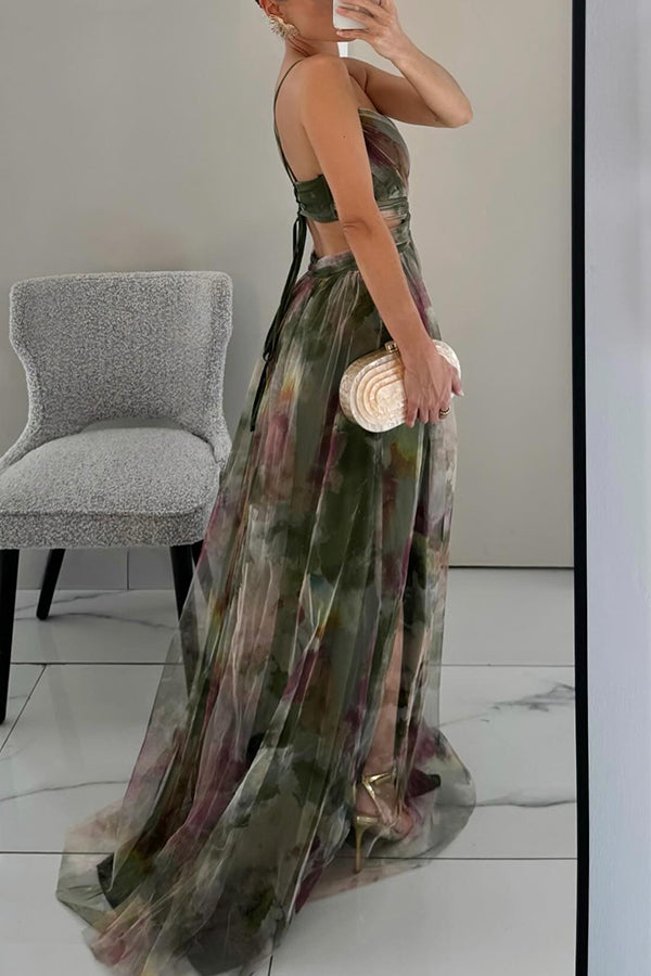 Sage Pleated Maxi Dress