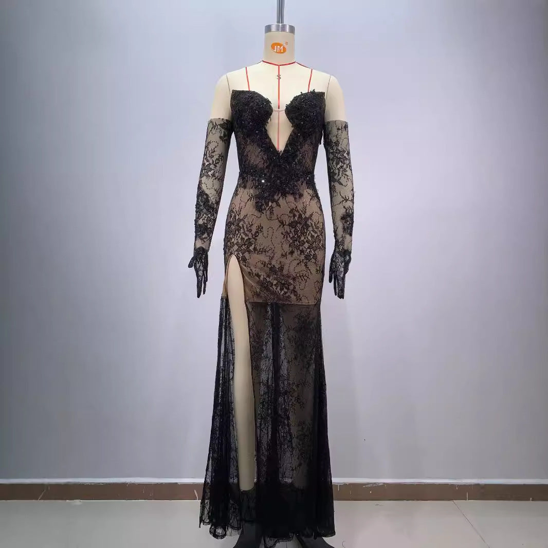 Natalie Bandeau Lace Gown