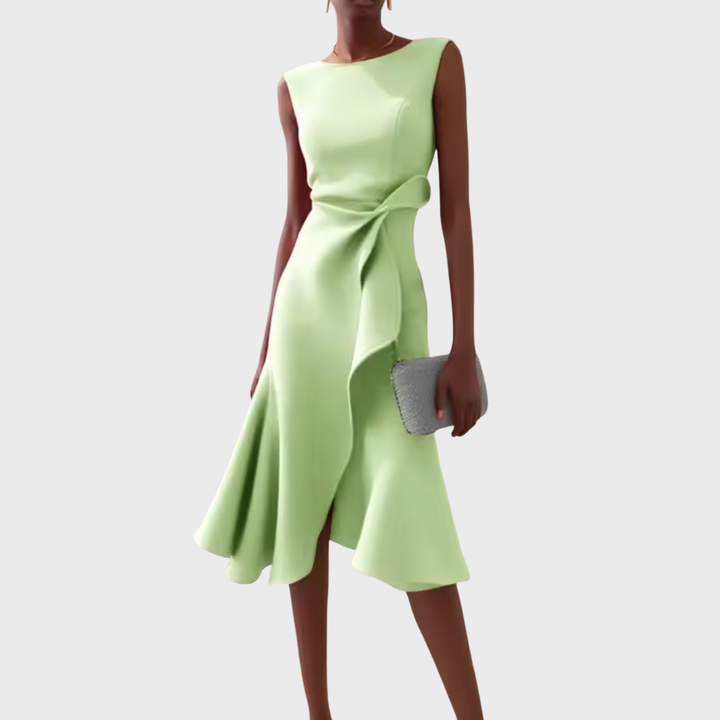Margaux | Draped Asymmetric Midi Dress