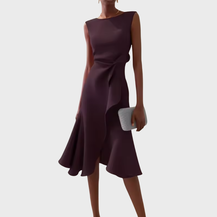 Margaux | Draped Asymmetric Midi Dress