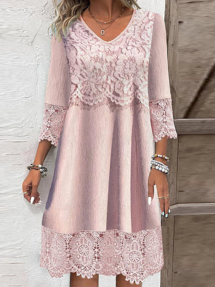 Adelaide | Wedding Guest Lace V-Neck Midi Dress
