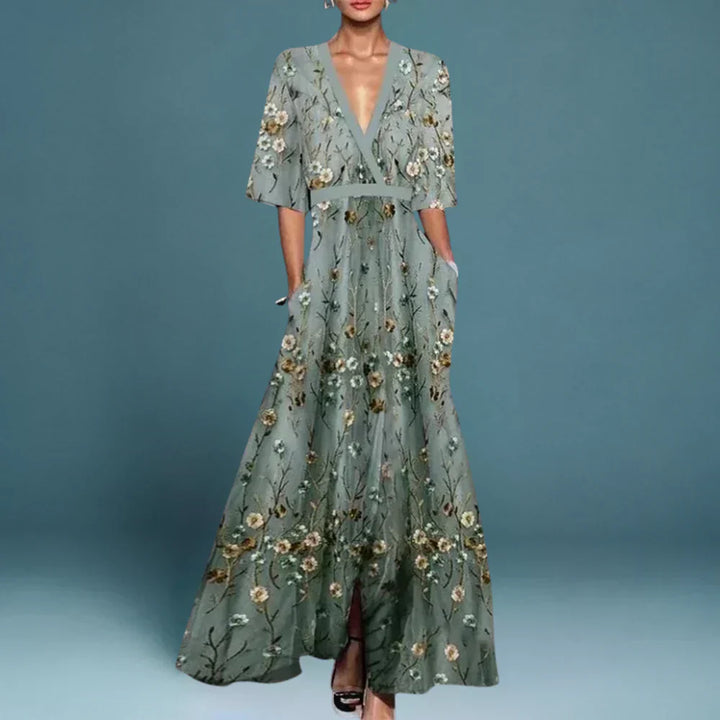 Odette | Floral Print Flowy Maxi Dress