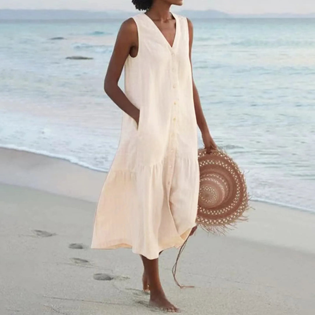 Aria Button Front Midi Dress