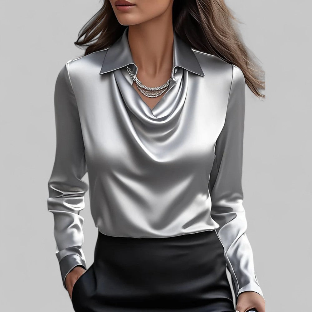 Lucinda | Draped Neck Long Sleeve Blouse