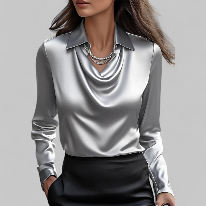 Lucinda | Draped Neck Long Sleeve Blouse