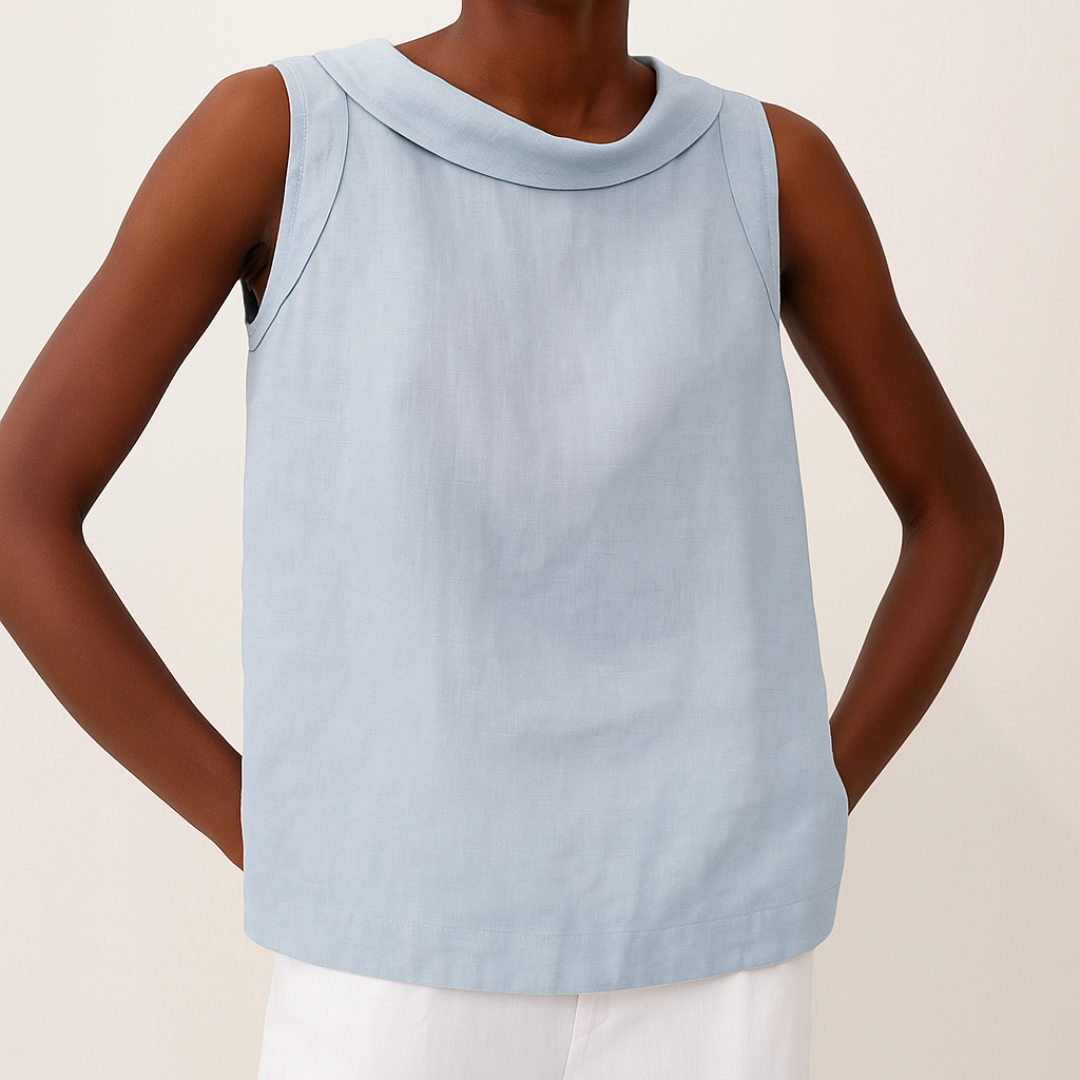 Simone | Sleeveless Roll-Collar Top