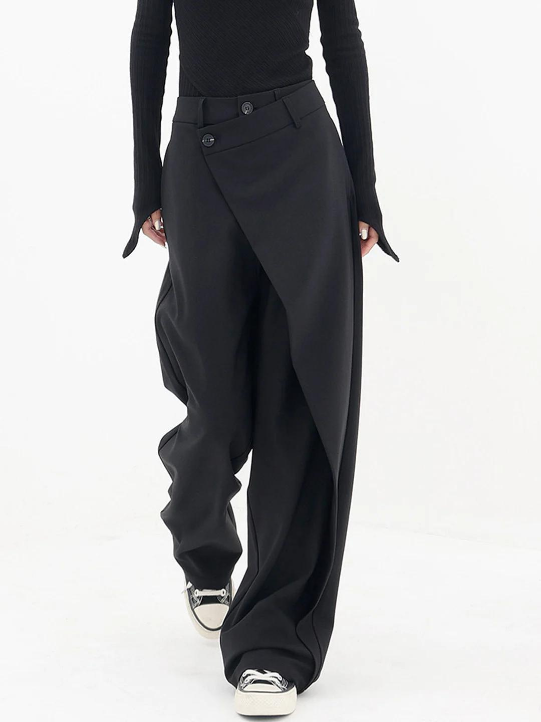 Camille | High-Waist Cross-Front Drape Wide-Leg Palazzo Pants