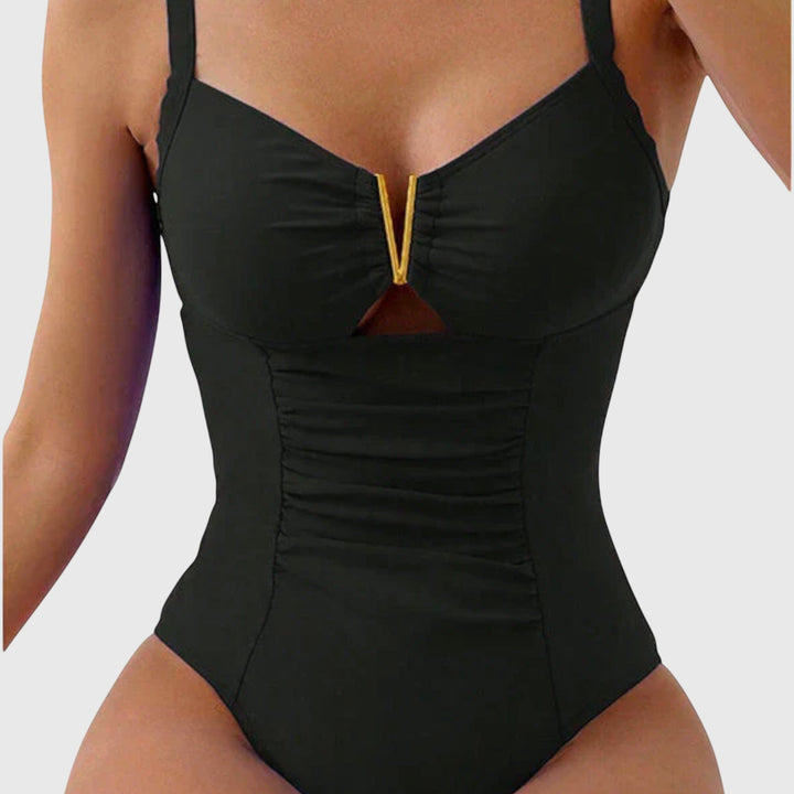 Lucie | Tummy-Control V-Neck Ruched One-Piece Swimsuit