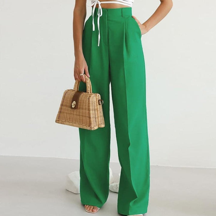Valentine | High-Waist Pleated Tailored Wide-Leg Trousers