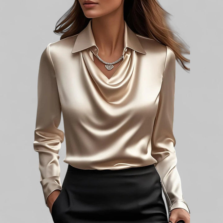 Lucinda | Draped Neck Long Sleeve Blouse