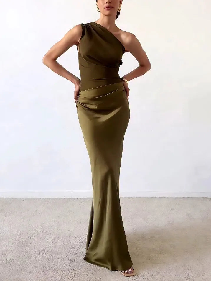 Josephine | One-Shoulder Pleated Maxi Dress