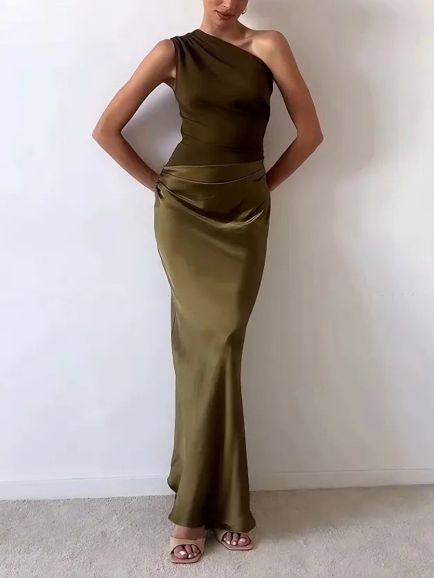 Josephine | One-Shoulder Pleated Maxi Dress