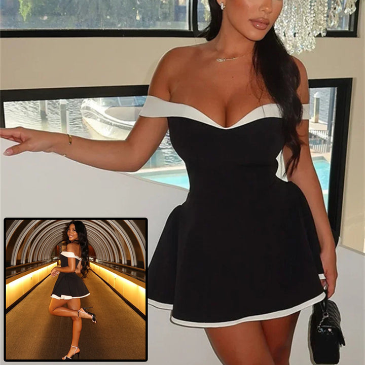 Elodie Contrast Off Shoulder Mini Dress