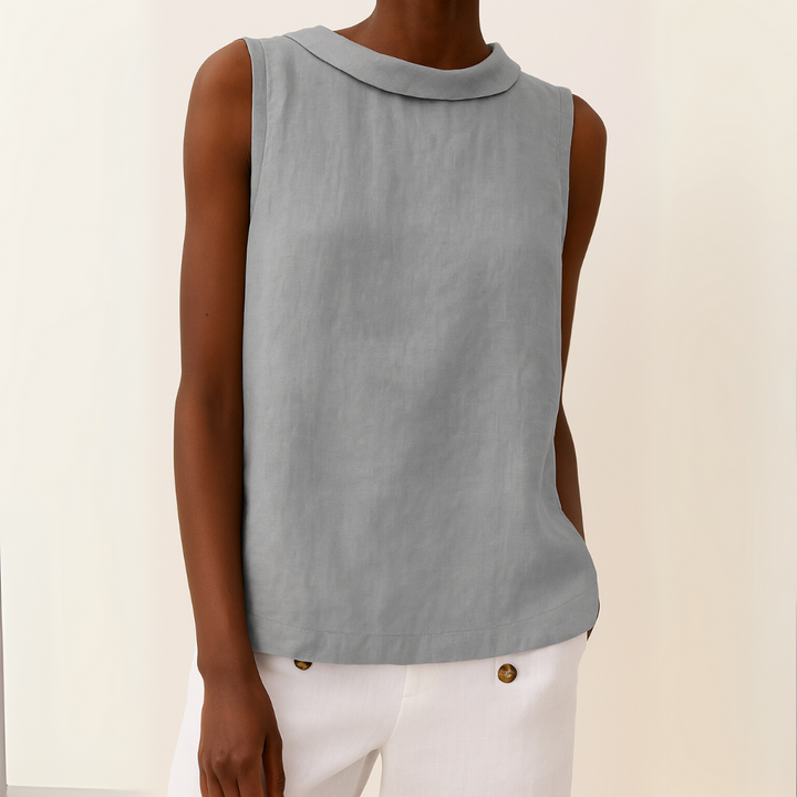 Simone | Sleeveless Roll-Collar Top