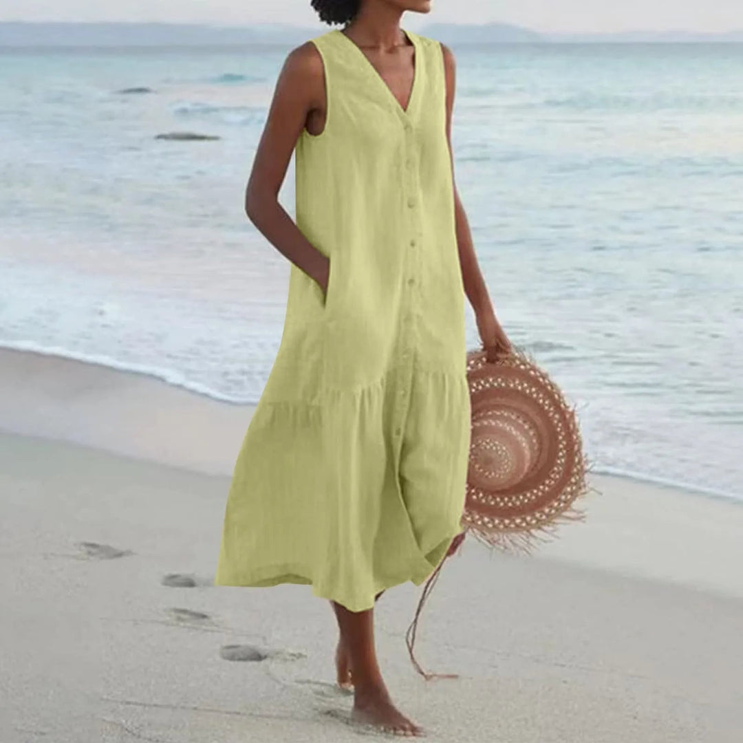 Aria Button Front Midi Dress