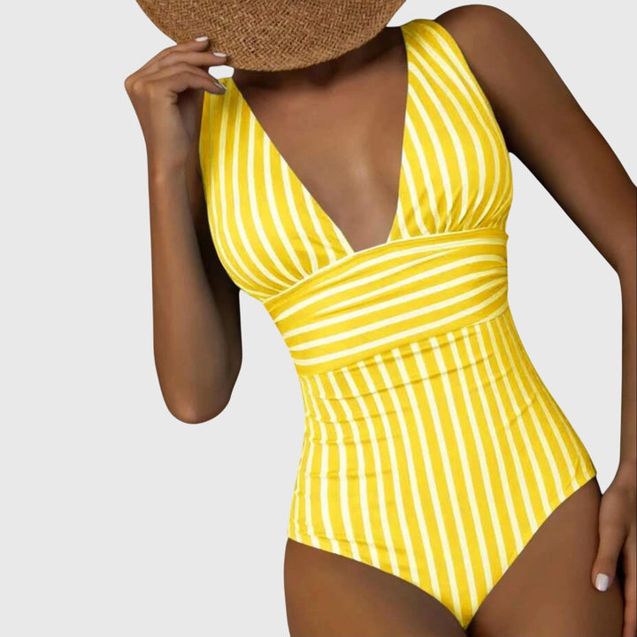 Sabine | Tummy-Control V-Neck Striped One-Piece Swimsuit
