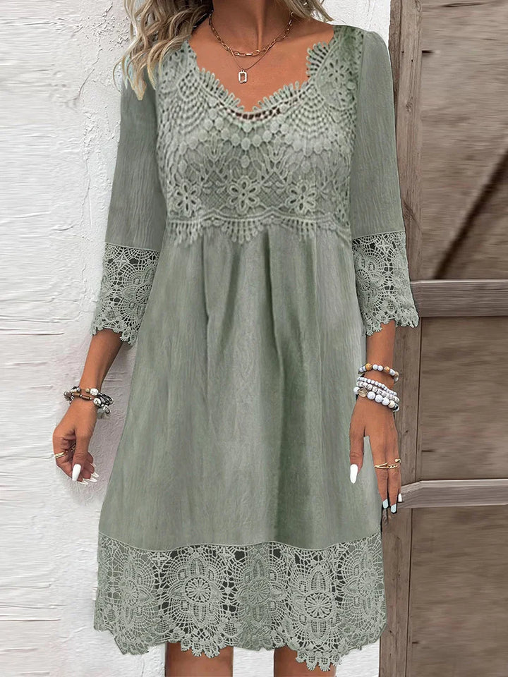 Adelaide | Wedding Guest Lace V-Neck Midi Dress
