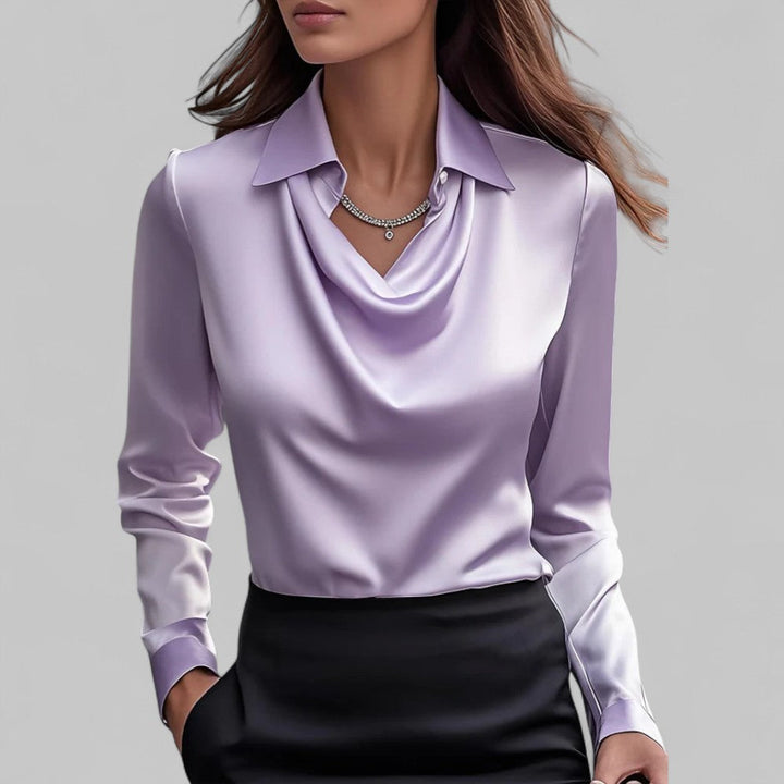 Lucinda | Draped Neck Long Sleeve Blouse
