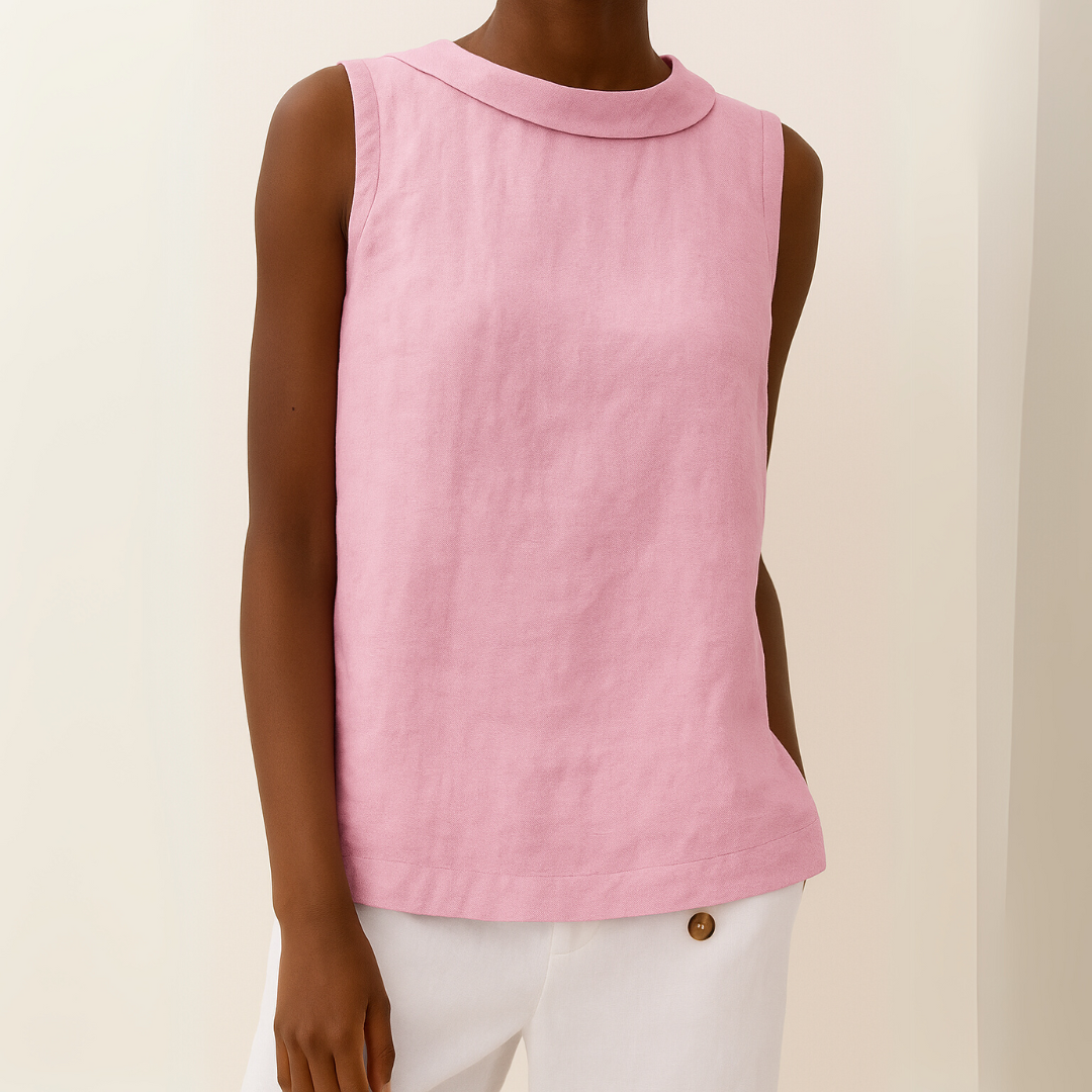 Simone | Sleeveless Roll-Collar Top