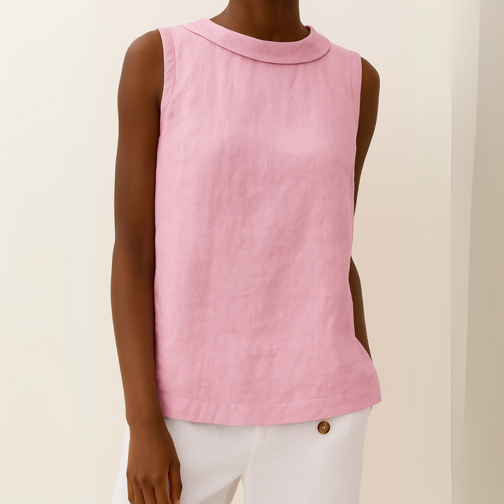 Simone | Sleeveless Roll-Collar Top