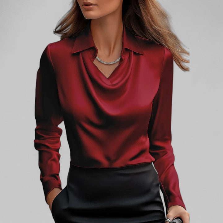 Lucinda | Draped Neck Long Sleeve Blouse