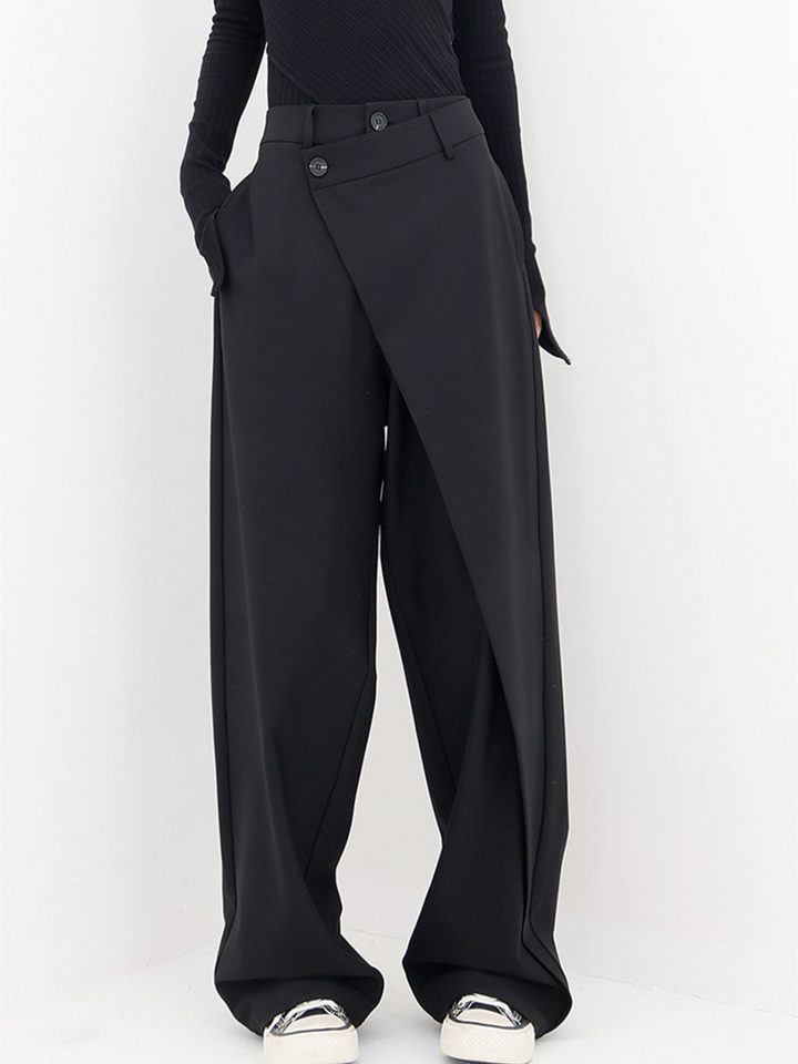 Camille | High-Waist Cross-Front Drape Wide-Leg Palazzo Pants