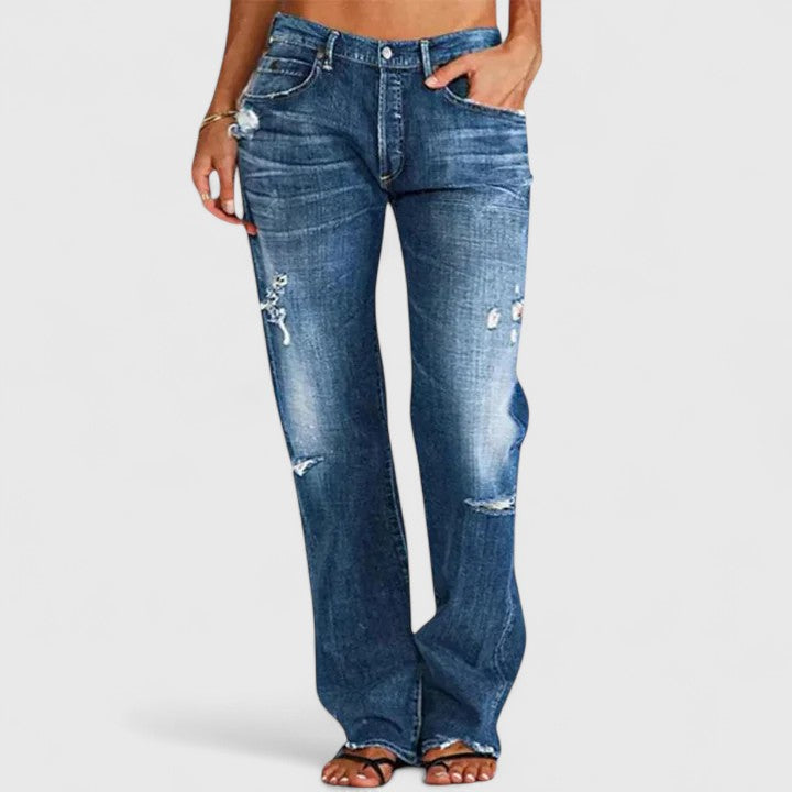 Veronica | Distressed Low-Rise Straight Jeans