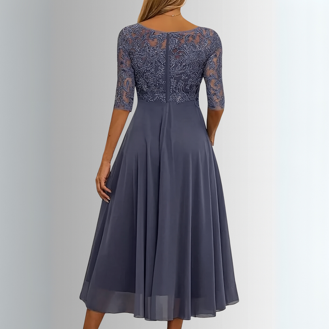 Constance | Lace-Trim Formal Maxi Dress