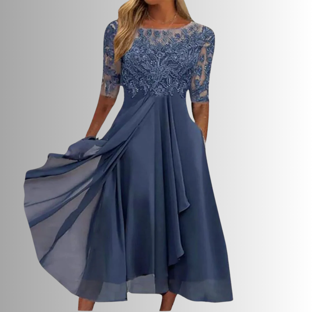 Constance | Lace-Trim Formal Maxi Dress