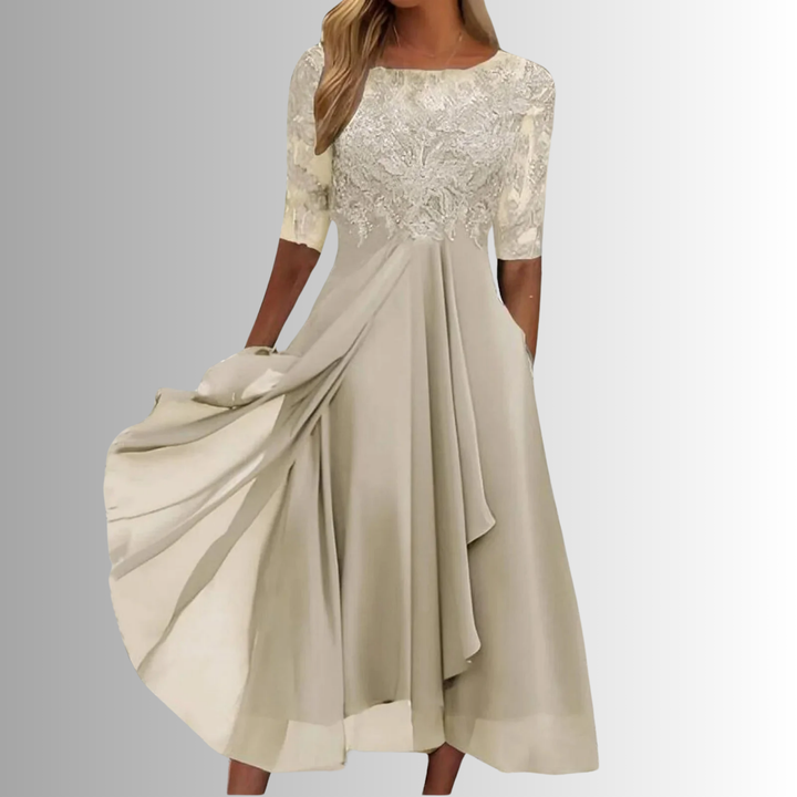 Constance | Lace-Trim Formal Maxi Dress