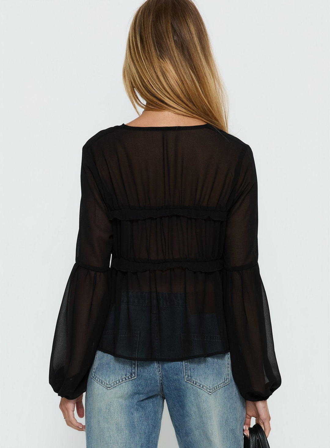 Elena Sheer Tie Blouse