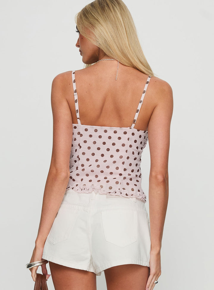 Sofia Polka Dot Ruffle Cami Top