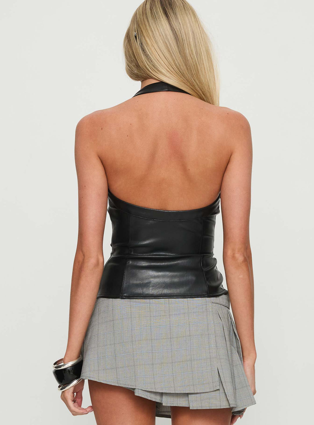 Elena Faux Leather Halter Top