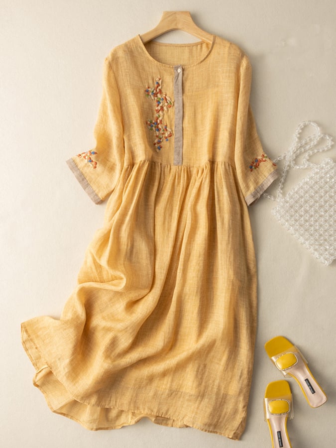 Camille Embroidered Midi Dress