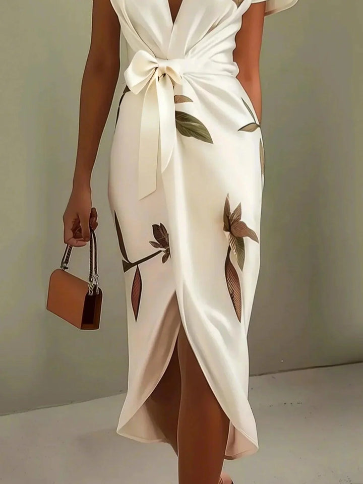 Celeste Satin Wrap Midi Dress