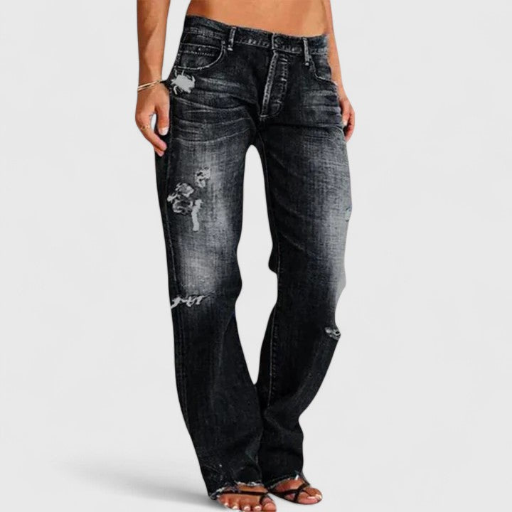 Veronica | Distressed Low-Rise Straight Jeans