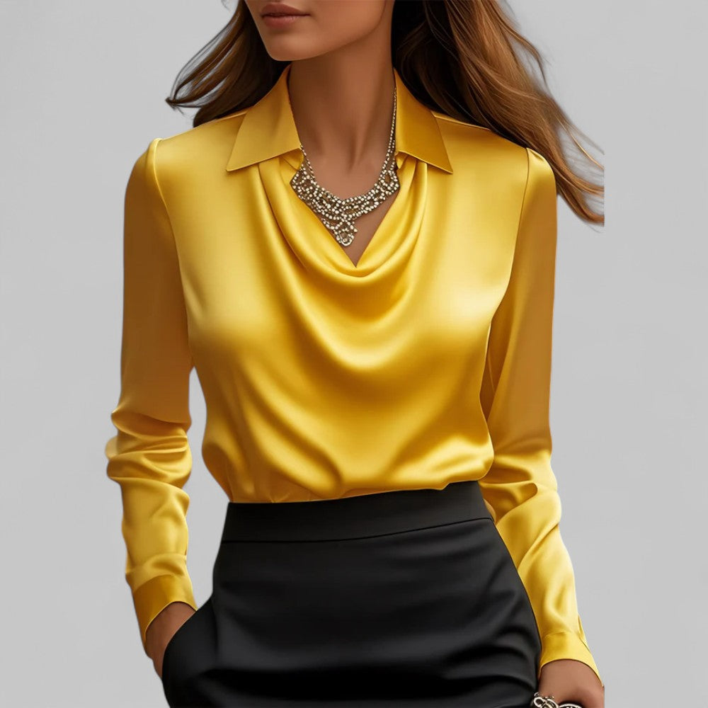 Lucinda | Draped Neck Long Sleeve Blouse