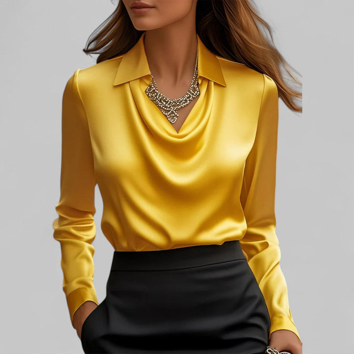Lucinda | Draped Neck Long Sleeve Blouse
