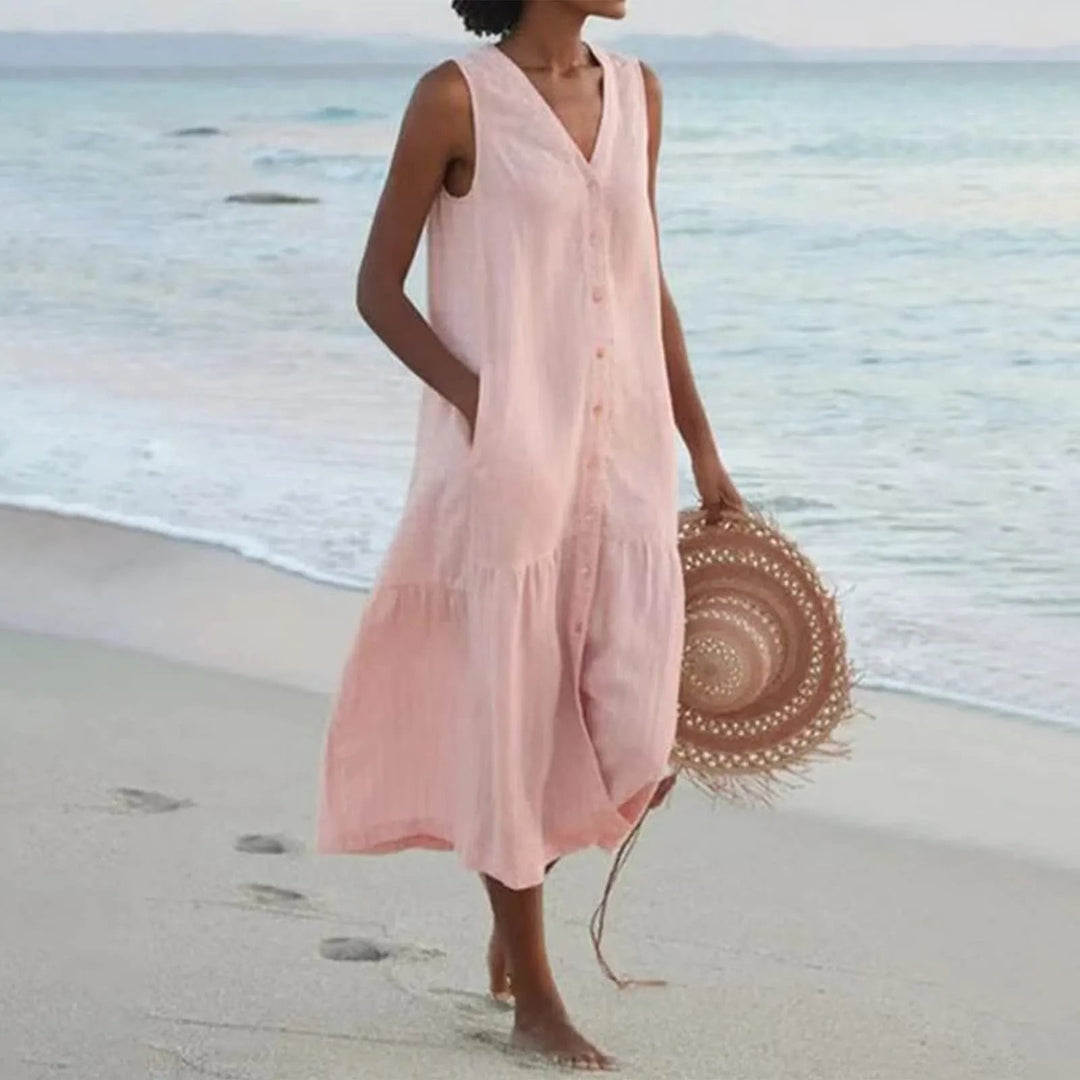 Aria Button Front Midi Dress