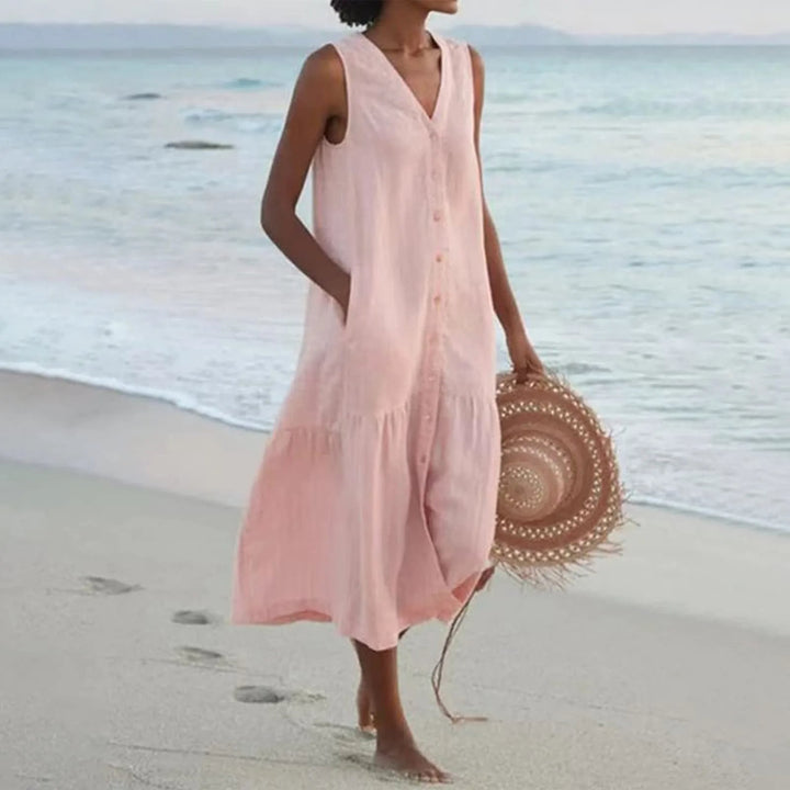 Aria Button Front Midi Dress