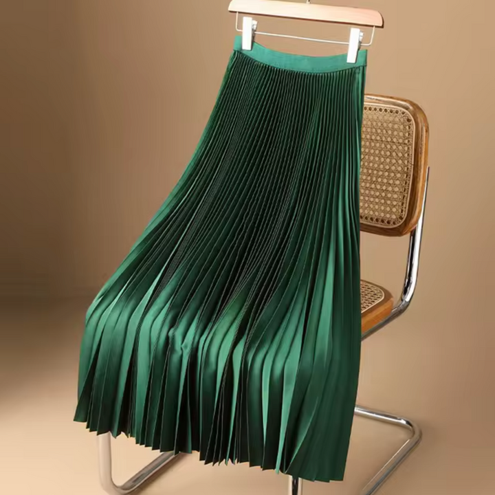 Cosette | Pleated Satin Midi Skirt