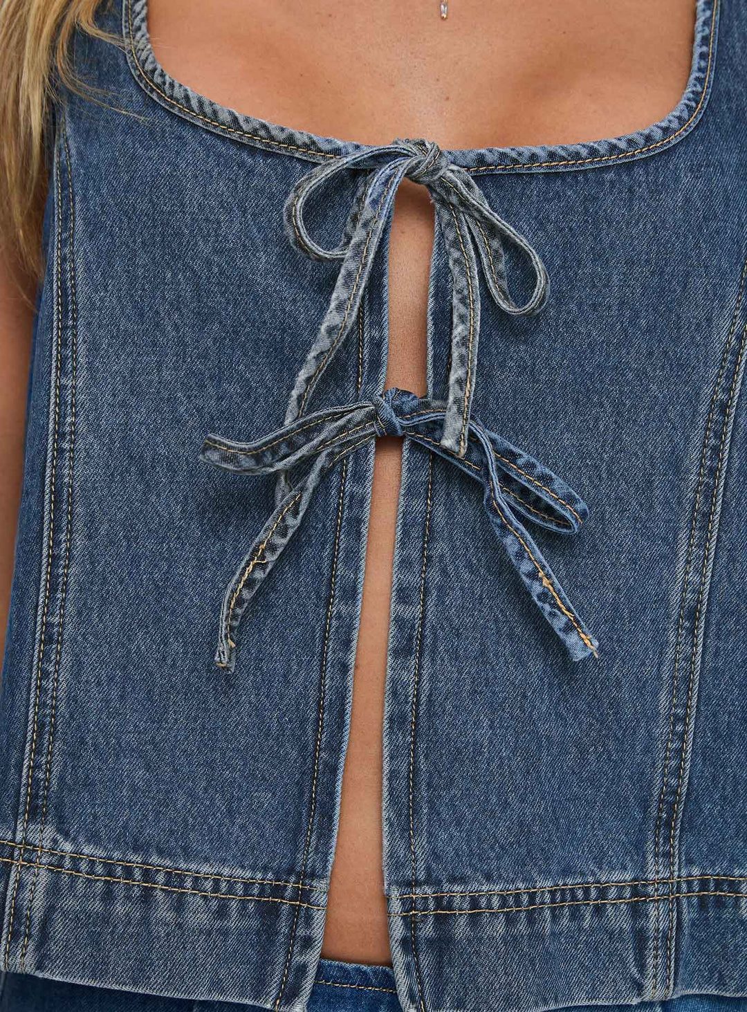 Francesca Denim Tie Top