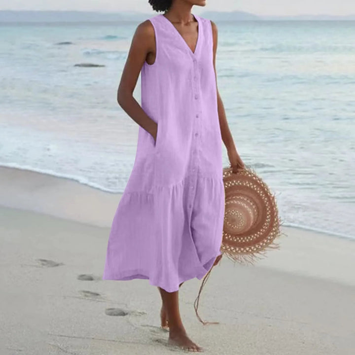 Aria Button Front Midi Dress