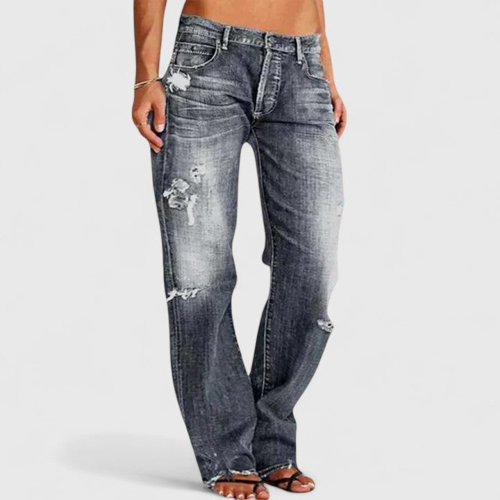 Veronica | Distressed Low-Rise Straight Jeans