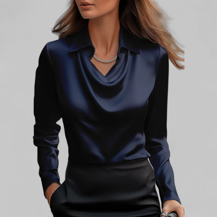 Lucinda | Draped Neck Long Sleeve Blouse