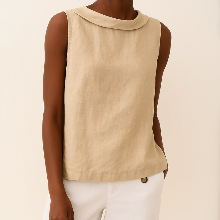 Simone | Sleeveless Roll-Collar Top