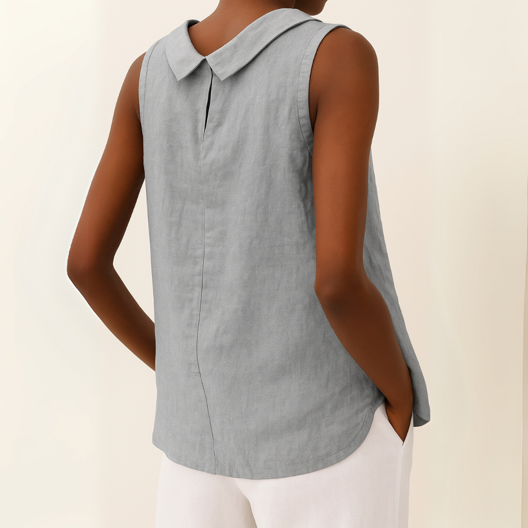 Simone | Sleeveless Roll-Collar Top