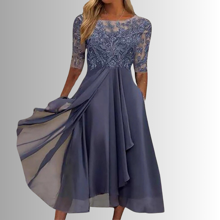 Constance | Lace-Trim Formal Maxi Dress